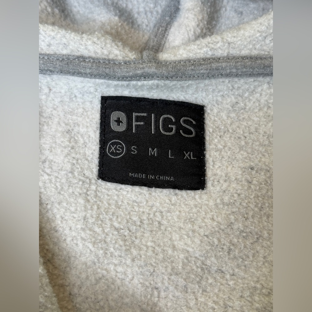 FIGS Sherpa Lined Zip Hoodie Jacket Heather Gray XS Cozy Fleece - Picture 3 of 6